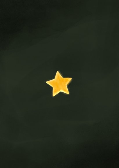 Nieuwjaarskaartje lichtpuntjes ster om hoofd muisje Achterkant