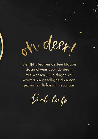 Nieuwjaarskaartje oh deer happy new year rendier lampjes 3