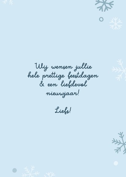 Nieuwjaarskaartje winter foto en sneeuwvlokjes lichtblauw  3