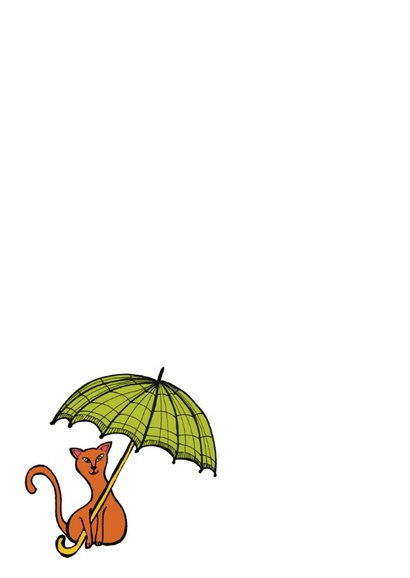 Olifant met poes op zijn rug met bloemen, takjes en druppels 2