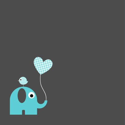 Olifant met vogeltje blauw 2