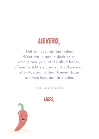 Opbeurend beterschapskaartje illustratie van een peper 3