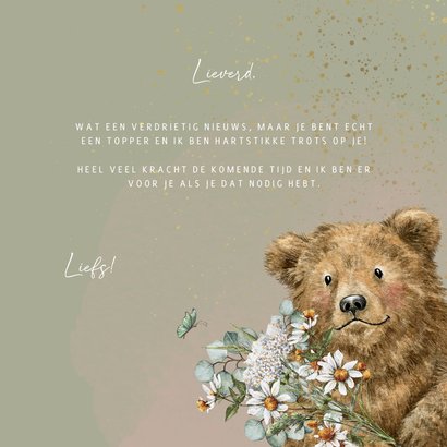 Opbeurend sterkte kaartje met lieve beer en bloemen 3