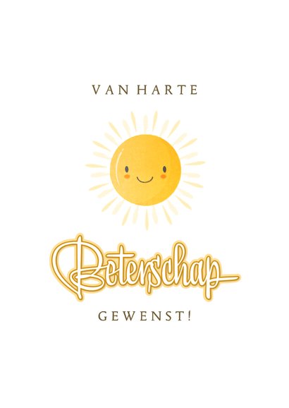 Opbeurende beterschapskaart met zon en zonnestralen 2