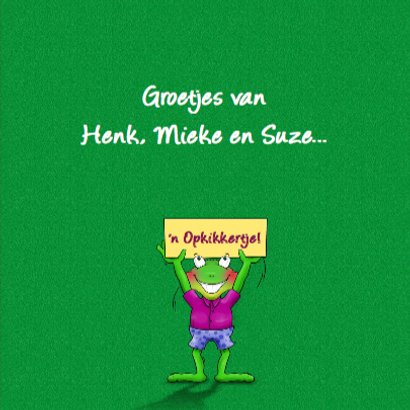 Opkikkertje met roze bloemen in tekst VAN HARTE 3