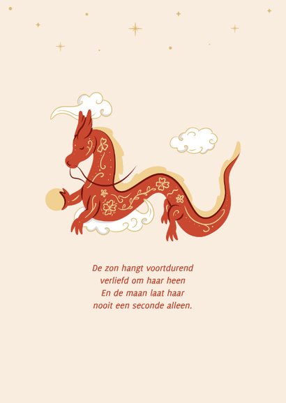 Origineel geboortekaartje met draak en gouden sterretjes 2