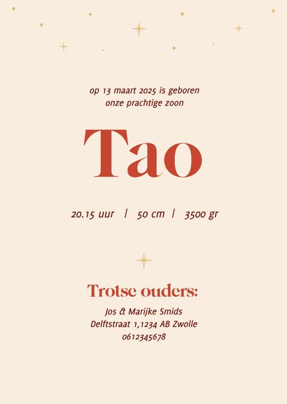 Origineel geboortekaartje met slang Chinees sterrenbeeld 3