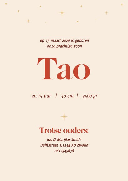 Origineel geboortekaartje met slang Chinees sterrenbeeld  3