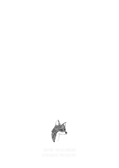 Originele kaart met vos illustratie zwart - wit 2