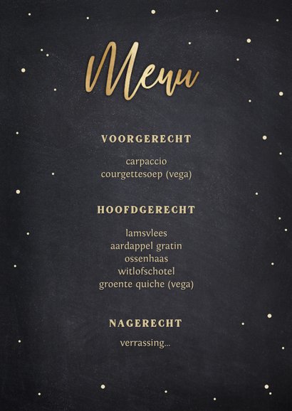 Originele menukaart kerstdiner met bestek in kerstboom vorm 3