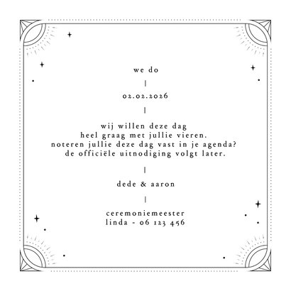 Originele save the date kaart in tattoo stijl motvlinder 3