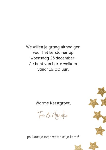 Originele uitnodiging kerstdiner sterren confetti 3