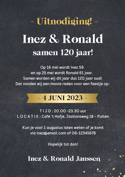 Originele uitnodiging samen jarig met kinderfoto's en folie 3