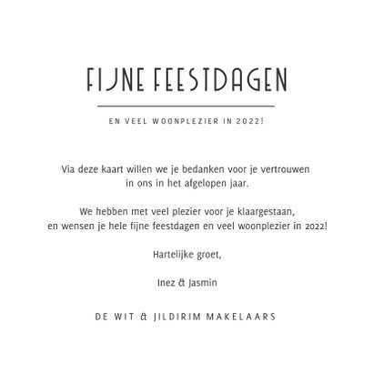 Originele zakelijke kerstkaart woonbranche met peperkoekhuis 3
