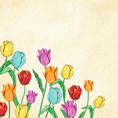 Paaskaart bloemen tulpen kleurrijk liefdevolle paasdagen 2