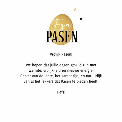Paaskaart dikke paasknuffel goud eieren stijlvol hartjes 3