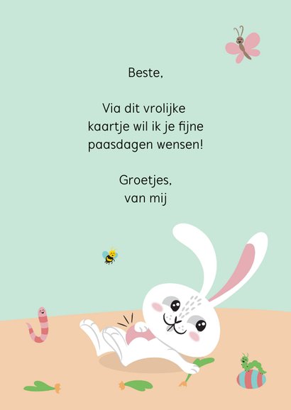 Paaskaart hoppy easter paashaas lente dieren vrolijk 3