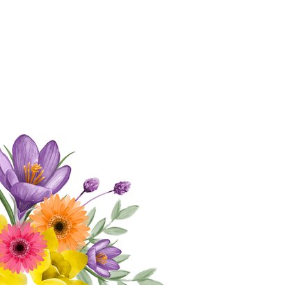 Paaskaart lente bloemen kleurrijk fijn pasen 2