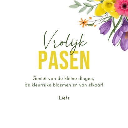 Paaskaart lente bloemen kleurrijk fijn pasen 3