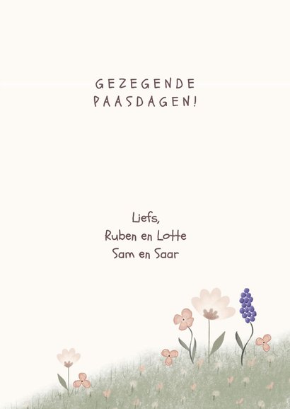 Paaskaart lentebloemen kruis 3