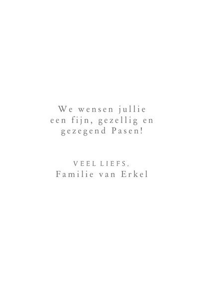 Paaskaart met bos gele tulpen in moderne vaas met motief 3