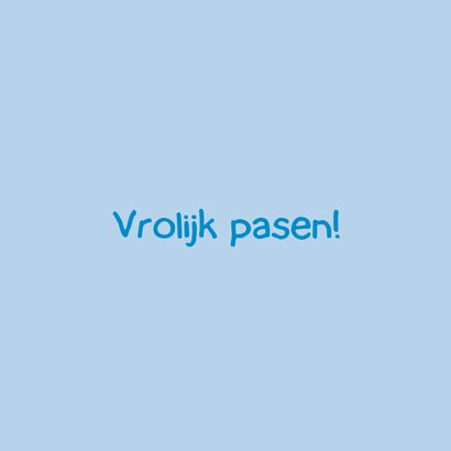 Paaskaart met een blauwe auto en een nest met paaseieren 3
