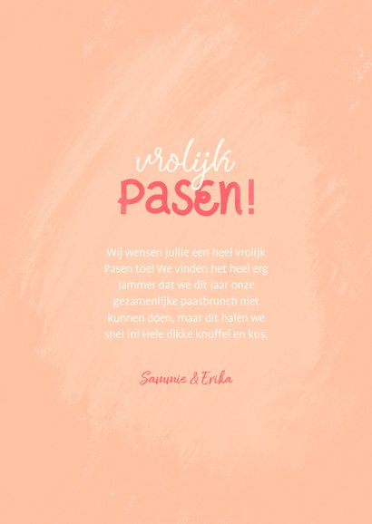 Paaskaart met konijntje en paaseieren vrolijk pasen 3