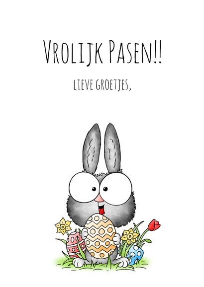 Paaskaart - Paashaas met eieren - You're egg-cellent! 3