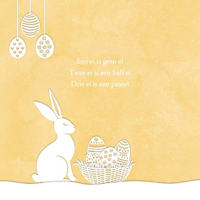 Paaskaart paashaas met mandje eieren 2