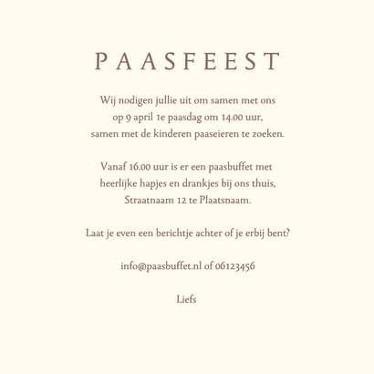 Paaskaart uitnodiging tak glazen eieren droogbloemen 3