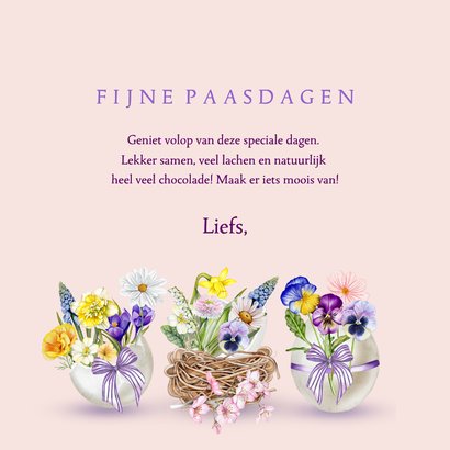 Paaskaart versierde eieren met bloemen en strikjes 3