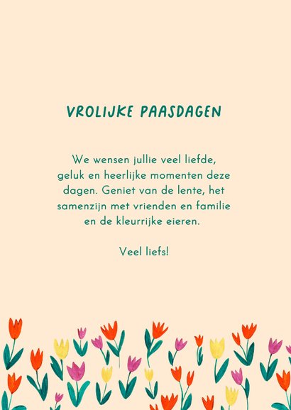 Paaskaart vrolijk pasen bloemen tulpen 3