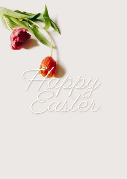 Paaskaartje Happy Easter kleurrijke tulpen 2