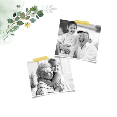 Paaskaartje paasknuffel lente bloemen foto's opa oma 2