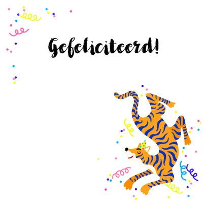 Party animal verjaardagskaart met tijger en slingers 2