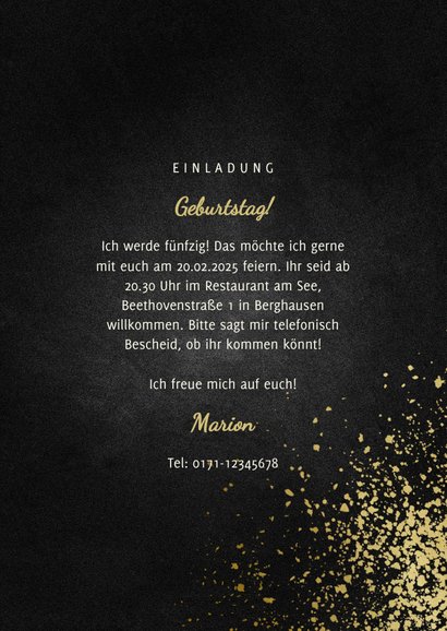 Party-Einladung goldene Typografie und Foto 3