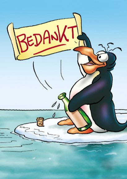 Pinguin bedankt 1 met fles 3