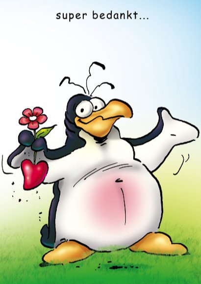 penguins bedankt 2 met bloem 3