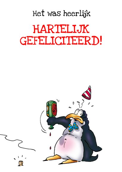 Penguins foto verjaardag 4 met fles wijn RN. 3