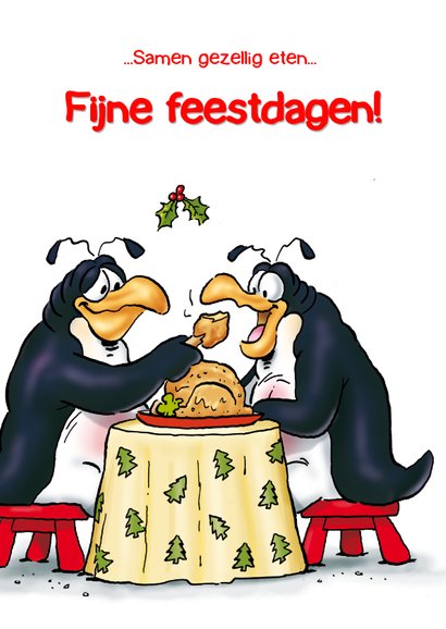 Penguins kerstkaart etentje 3