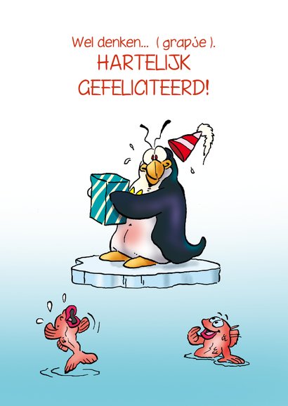Penguins verjaardag 20 Pinguin met ballon en cadeau RN. 3