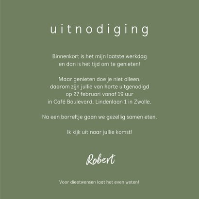 Pensioenfeestje uitnodiging grafisch eigen fotos 3