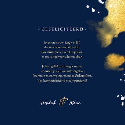 Pensioenkaart met foto en gouden waterverf 3