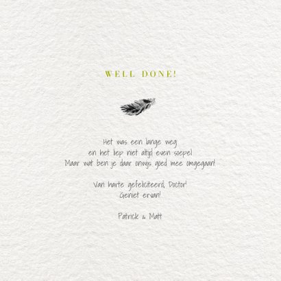 PhD felicitatie kaart voor doctor met illustratie uil 3