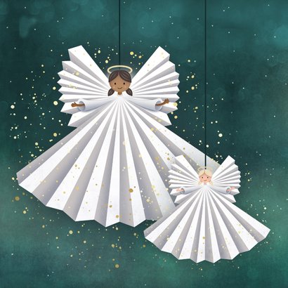 Positieve nieuwjaarskaart Licht & Vrede met lieve engeltjes 2