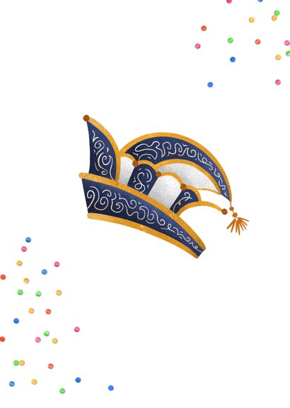 Prins carnaval kaart foto prinsenhoed confetti 2