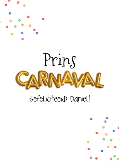 Prins carnaval kaart foto prinsenhoed confetti 3