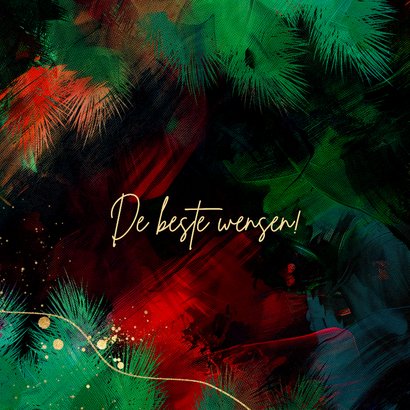 Rode kerstkaart met groene kersttakken 2