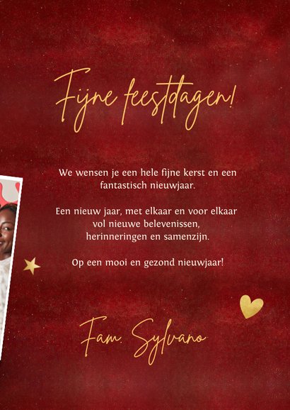 Rode kerstkaart - samen gaat het lukken ster goud 3