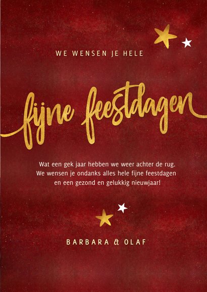 Rode nieuwjaarskaart fijne feestdagen met eigen foto 3